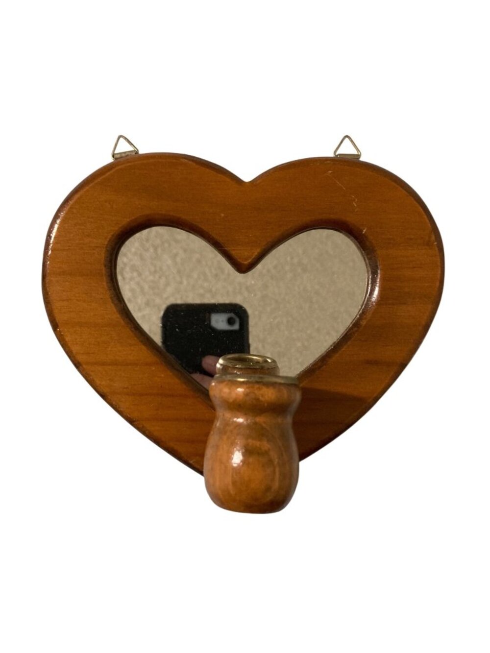 Mirror Heart Shape Wall Sconce Wood Vintage Wall Candle Holder Gallery Wall